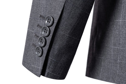 Bllmen Grey 3 Pieces Mens Suit Peak Lapel Tuxedos ST019