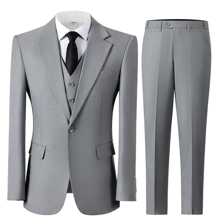 Bllmen Silver 3 Pieces Mens Suit Notch Lapel Tuxedos ST003