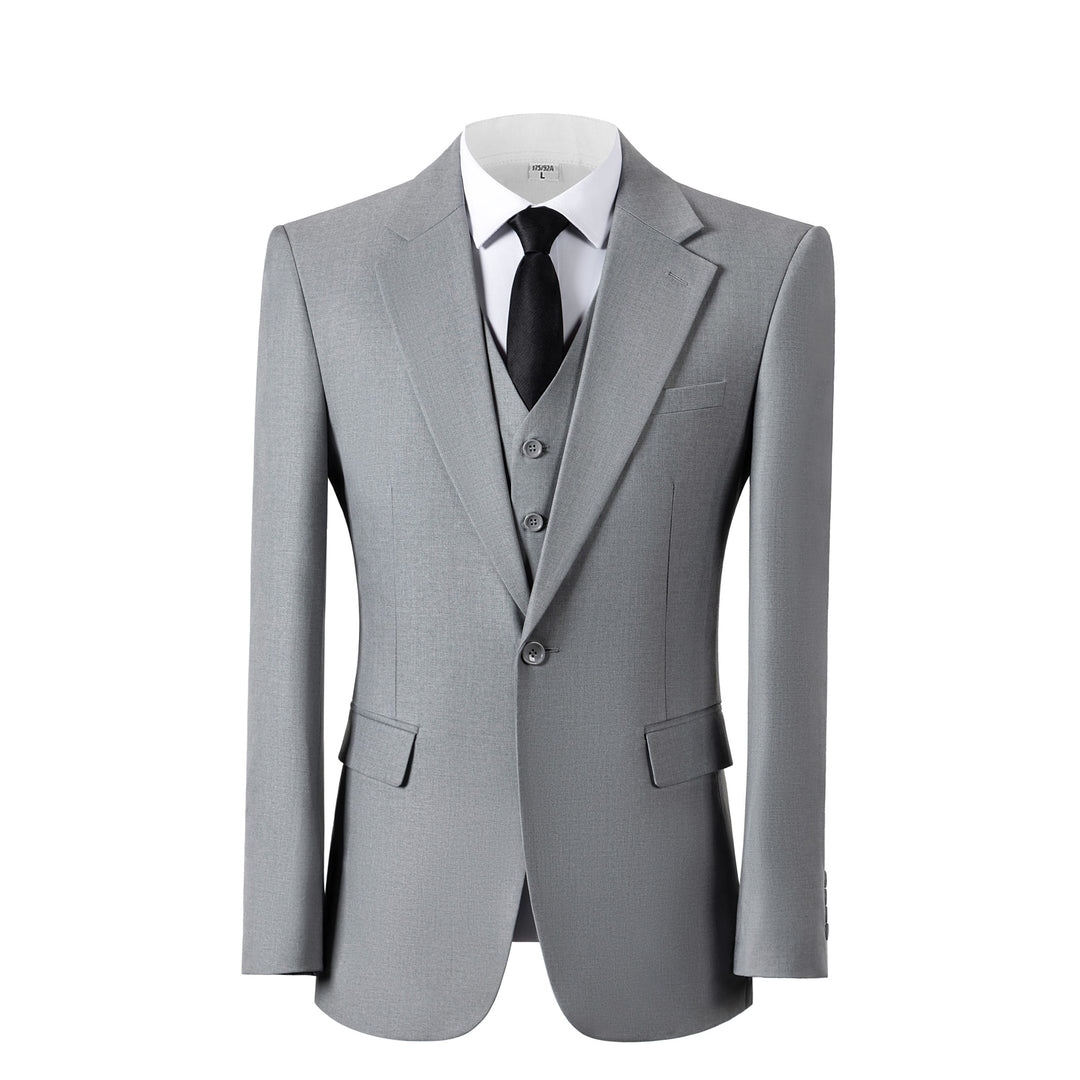 Bllmen Silver 3 Pieces Mens Suit Notch Lapel Tuxedos ST003