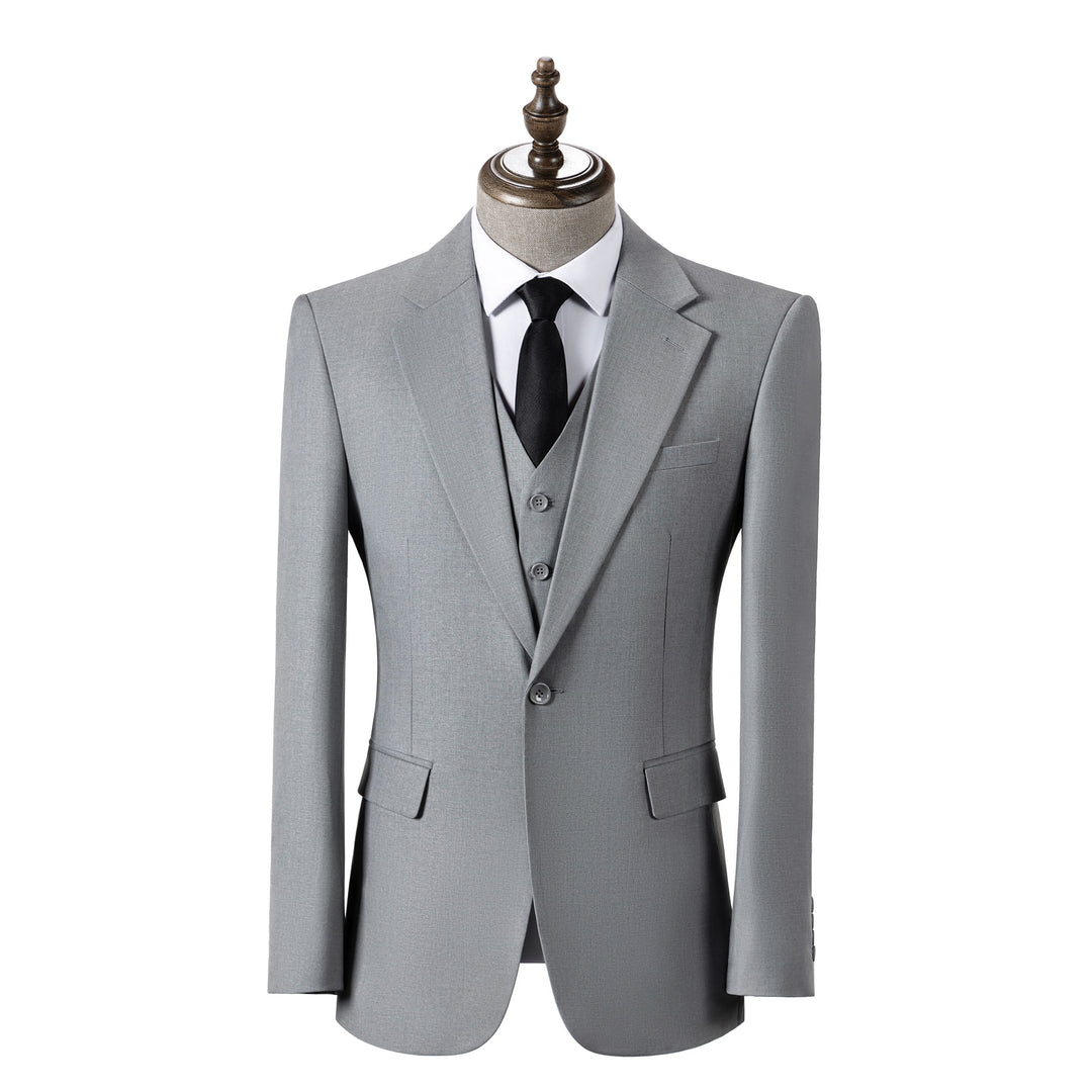 Bllmen Silver 3 Pieces Mens Suit Notch Lapel Tuxedos ST003
