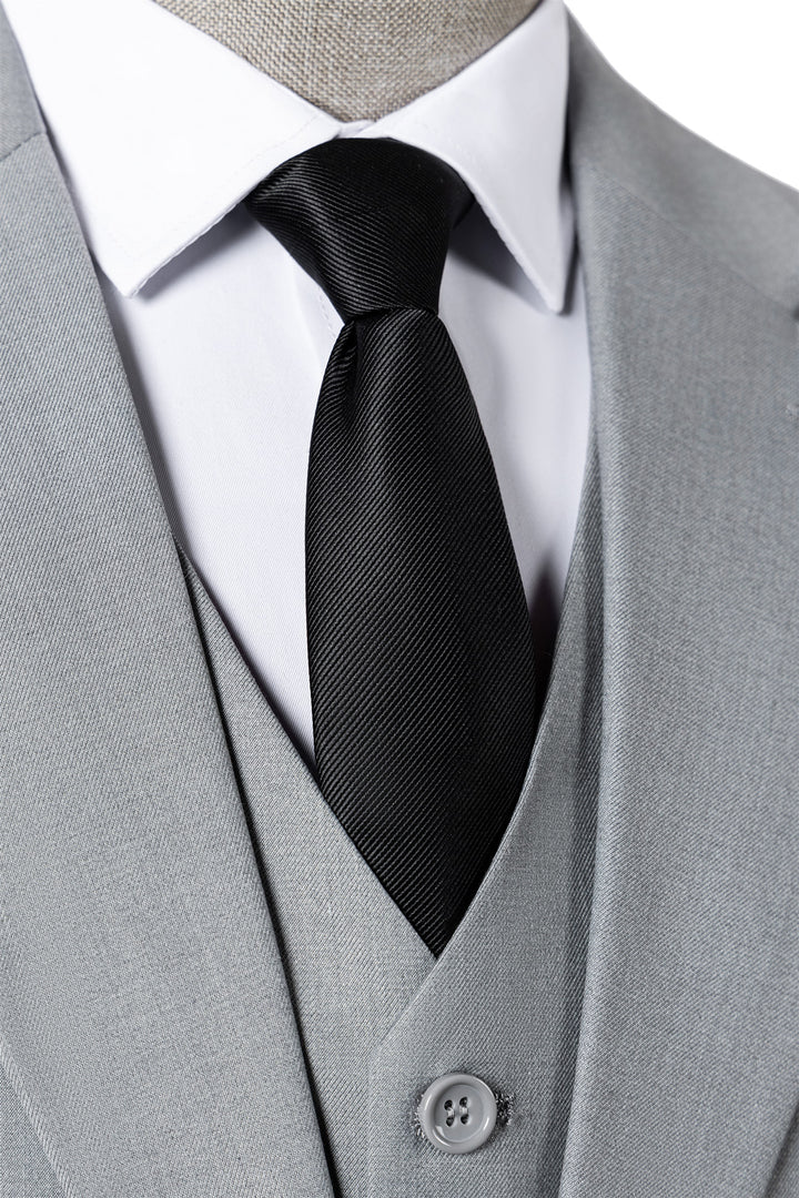 Bllmen Silver 3 Pieces Mens Suit Notch Lapel Tuxedos ST003