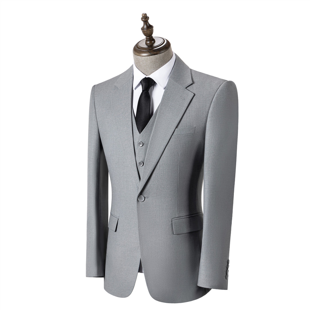 Bllmen Silver 3 Pieces Mens Suit Notch Lapel Tuxedos ST003