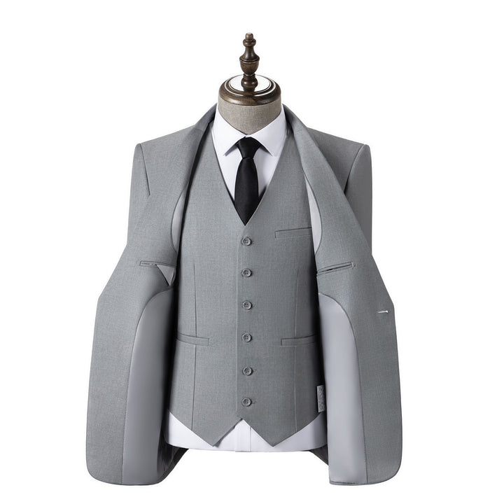 Bllmen Silver 3 Pieces Mens Suit Notch Lapel Tuxedos ST003