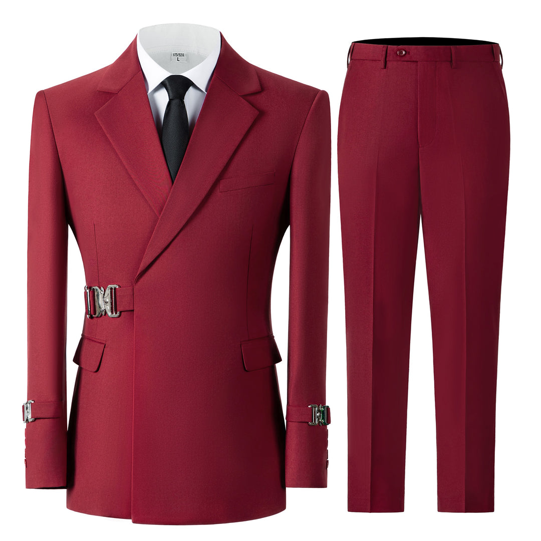 Bllmen Red 2 Pieces Mens Suit Notch Lapel Tuxedos ST014