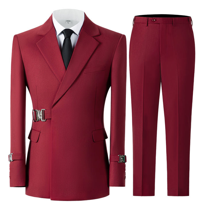 Bllmen Red 2 Pieces Mens Suit Notch Lapel Tuxedos ST014
