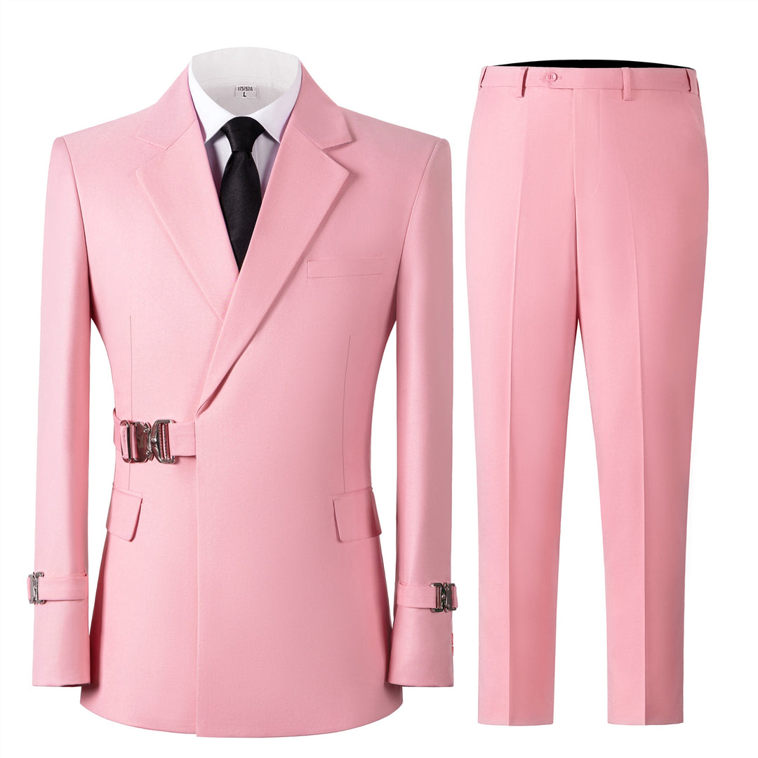 Bllmen Pink 2 Pieces Mens Suit Notch Lapel Tuxedos ST014