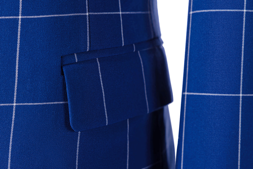 Bllmen Royal Blue 3 Pieces Mens Suit Peak Lapel Tuxedos ST017