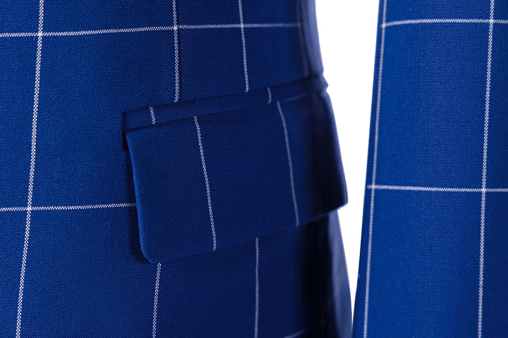 Bllmen Royal Blue 3 Pieces Mens Suit Peak Lapel Tuxedos ST017