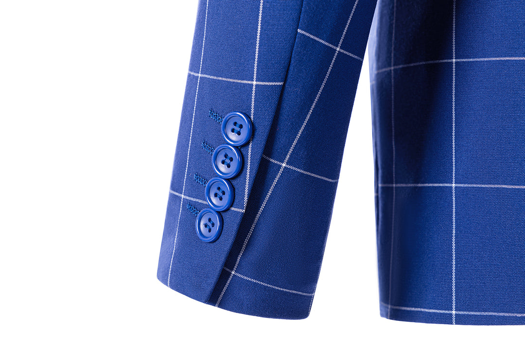 Bllmen Royal Blue 3 Pieces Mens Suit Peak Lapel Tuxedos ST017