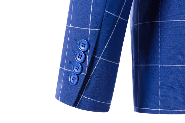 Bllmen Royal Blue 3 Pieces Mens Suit Peak Lapel Tuxedos ST017