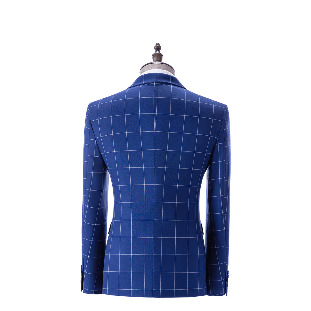 Bllmen Royal Blue 3 Pieces Mens Suit Peak Lapel Tuxedos ST017