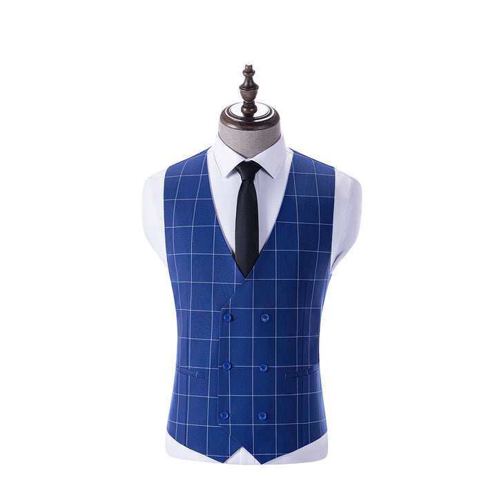 Bllmen Royal Blue 3 Pieces Mens Suit Peak Lapel Tuxedos ST017