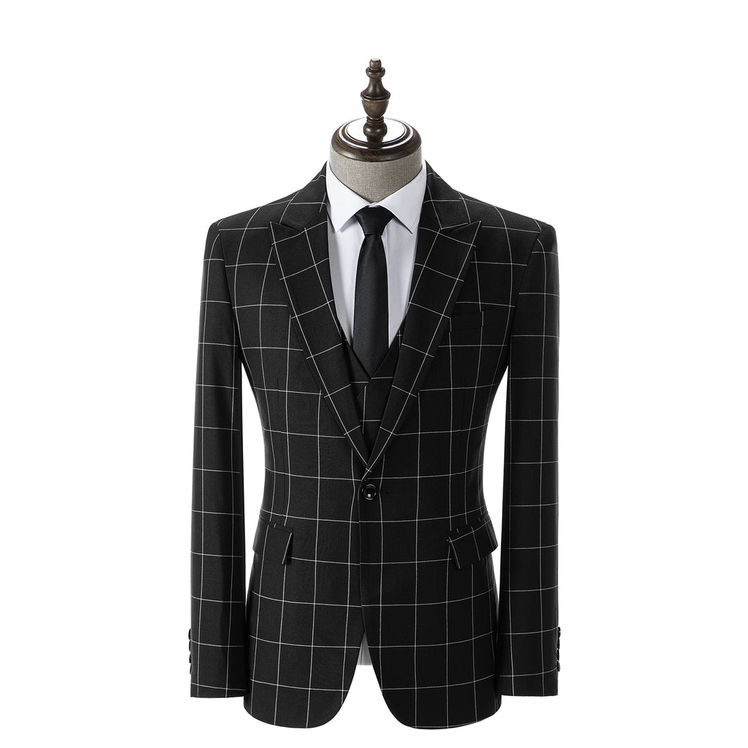 Bllmen Black 3 Pieces Mens Suit Peak Lapel Tuxedos ST017