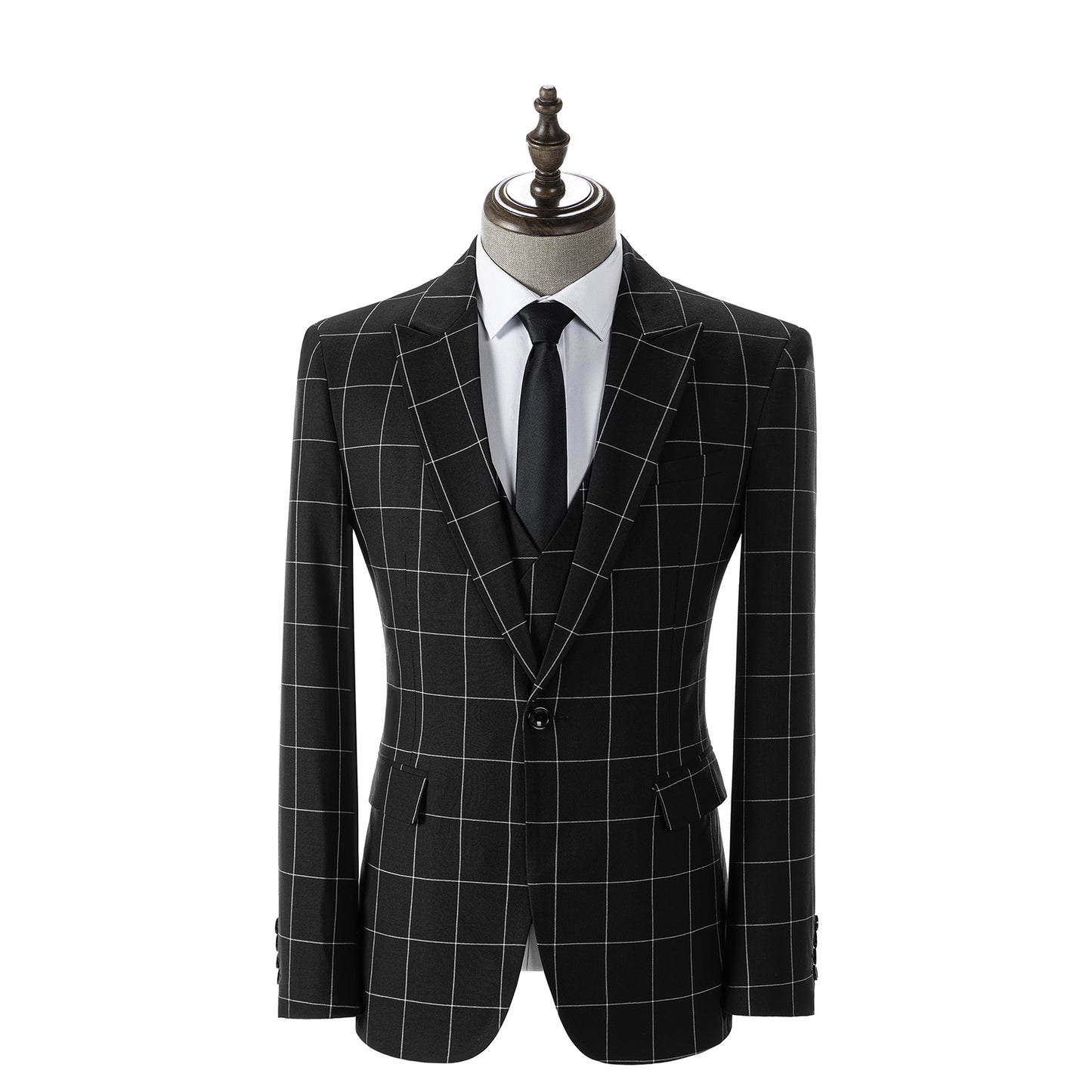 Bllmen Black 3 Pieces Mens Suit Peak Lapel Tuxedos ST017
