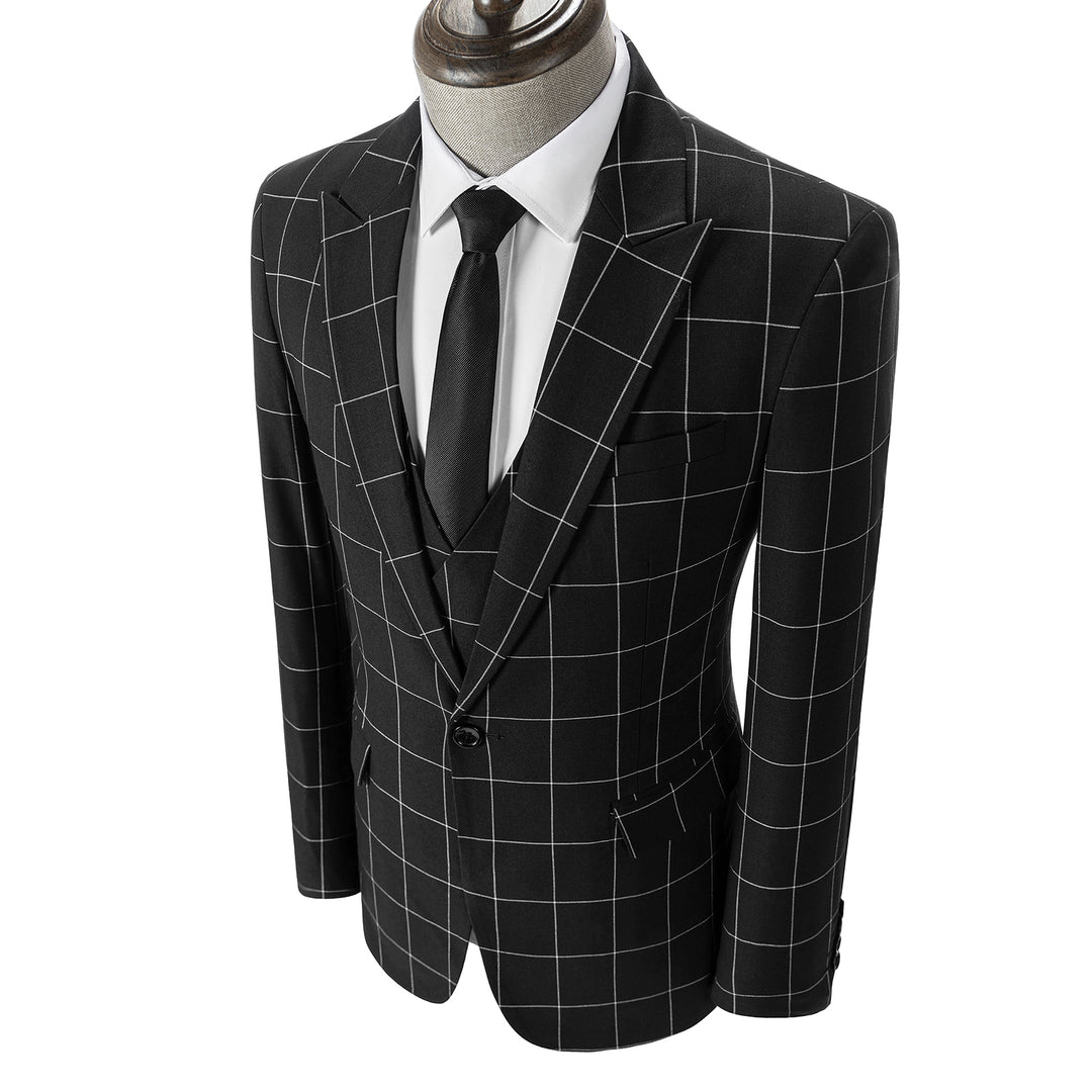Bllmen Black 3 Pieces Mens Suit Peak Lapel Tuxedos ST017