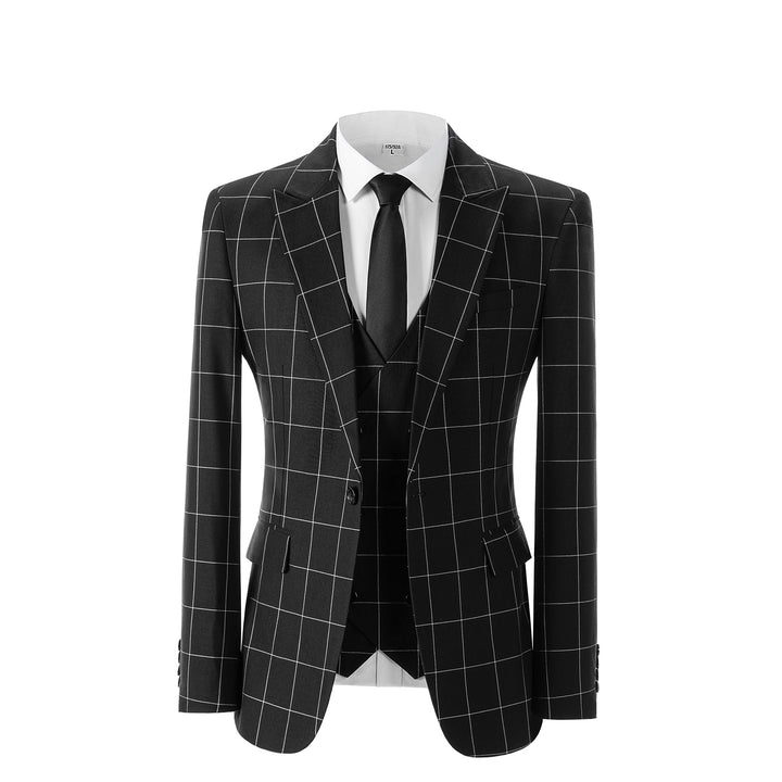 Bllmen Black 3 Pieces Mens Suit Peak Lapel Tuxedos ST017