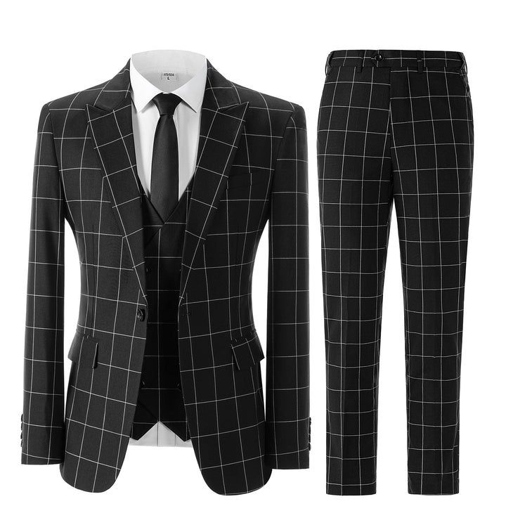 Bllmen Black 3 Pieces Mens Suit Peak Lapel Tuxedos ST017