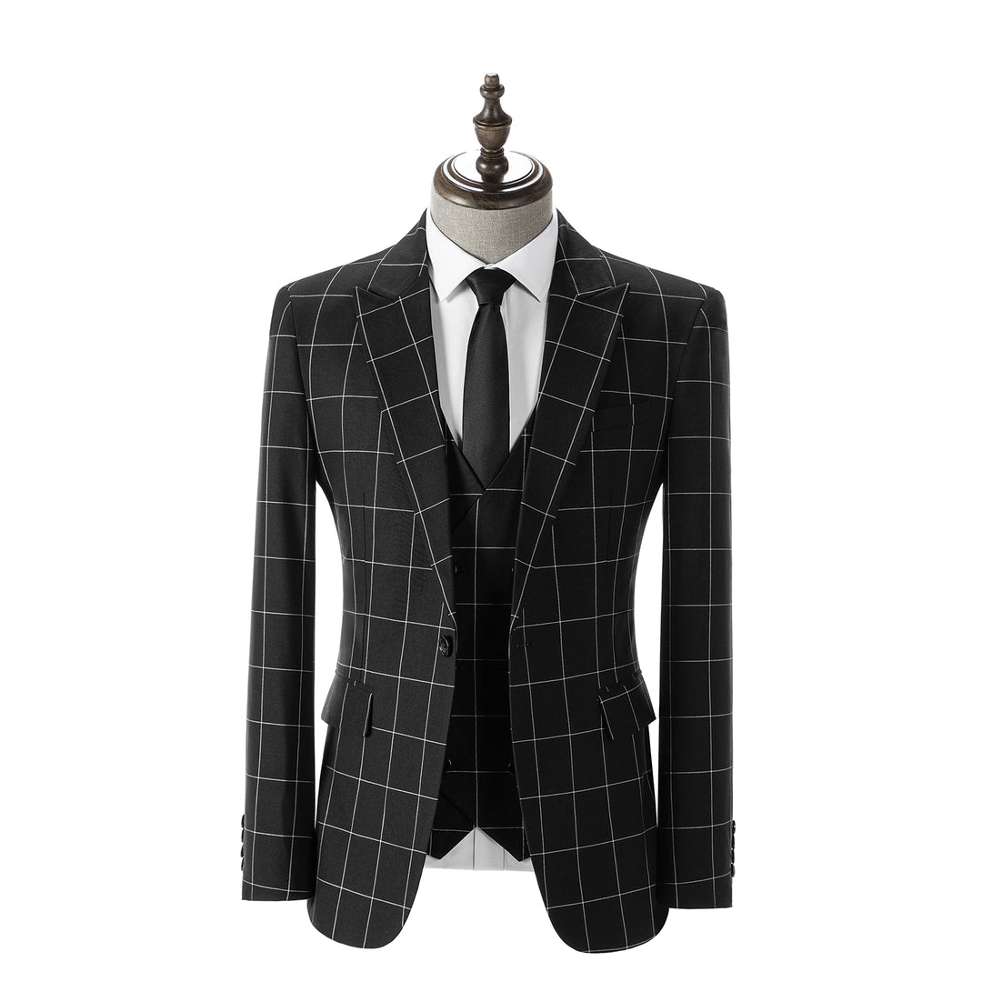 Bllmen Black 3 Pieces Mens Suit Peak Lapel Tuxedos ST017