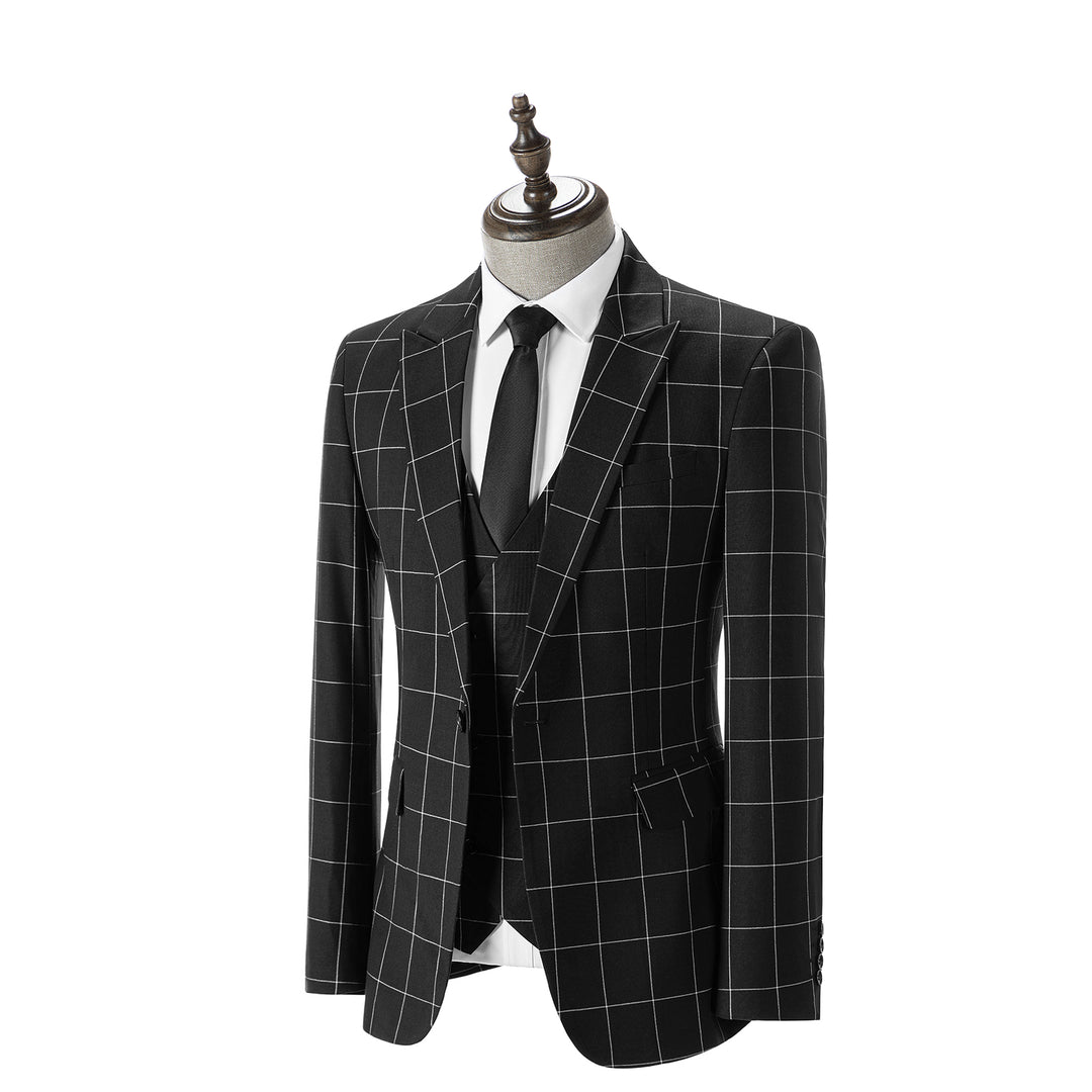 Bllmen Black 3 Pieces Mens Suit Peak Lapel Tuxedos ST017