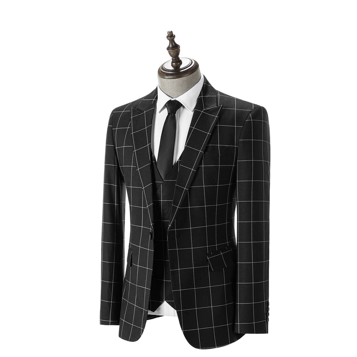 Bllmen Black 3 Pieces Mens Suit Peak Lapel Tuxedos ST017