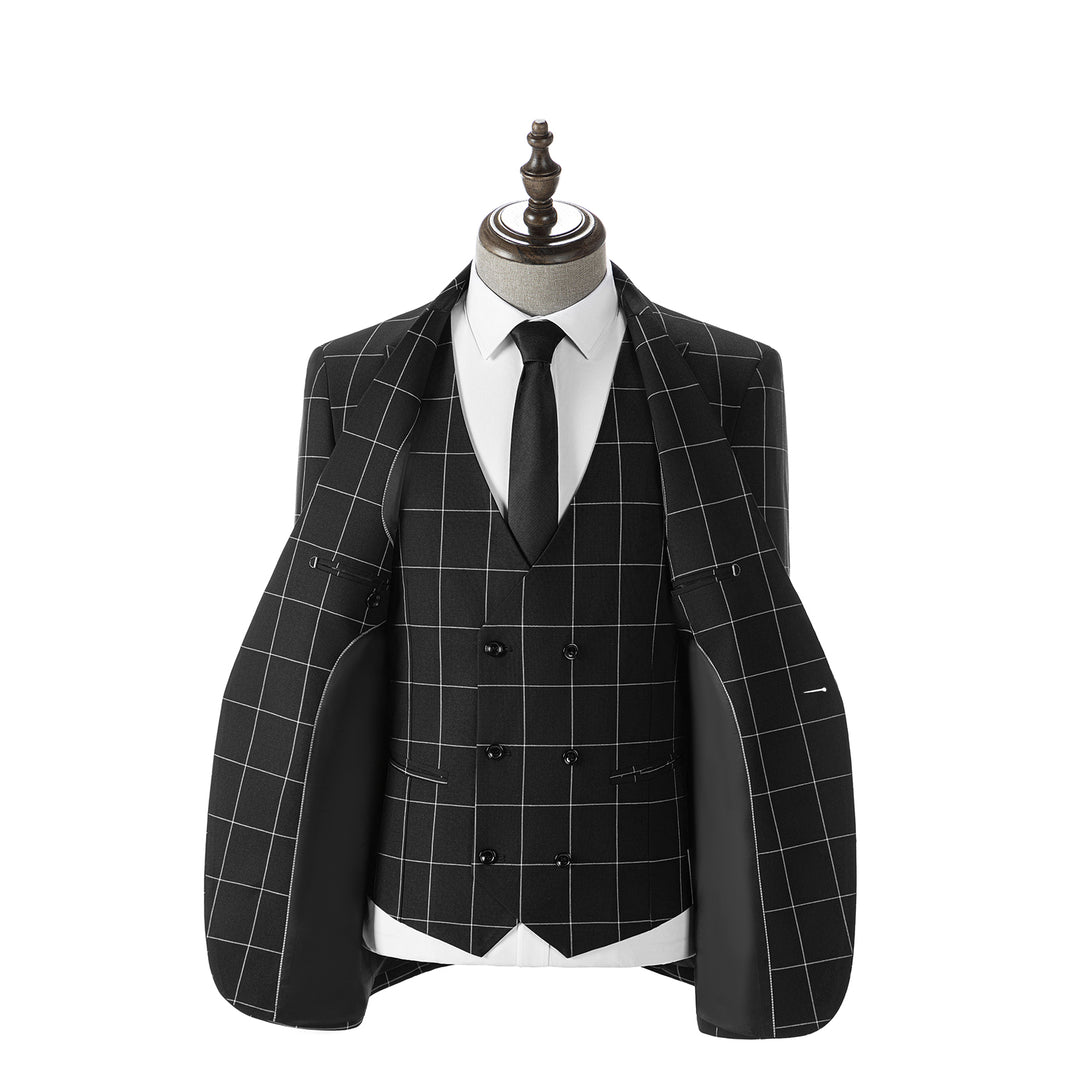 Bllmen Black 3 Pieces Mens Suit Peak Lapel Tuxedos ST017