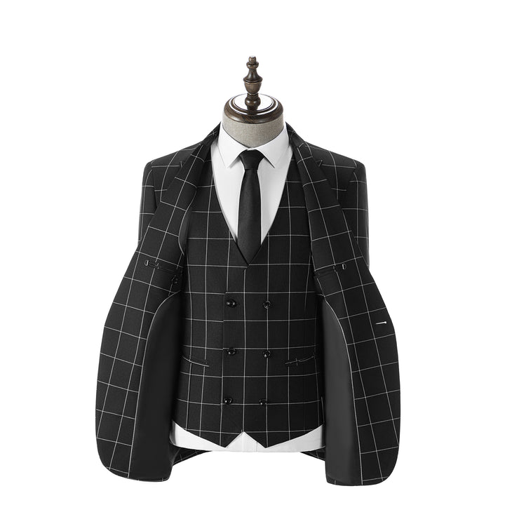 Bllmen Black 3 Pieces Mens Suit Peak Lapel Tuxedos ST017