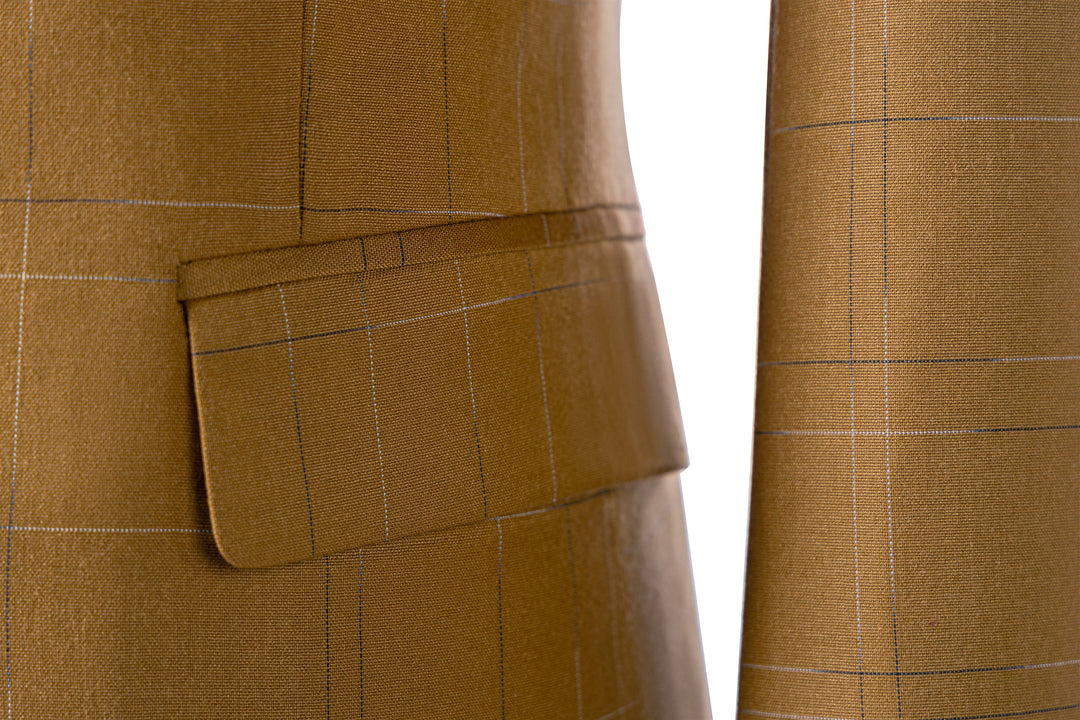 Bllmen Brown 3 Pieces Mens Suit Peak Lapel Tuxedos ST019