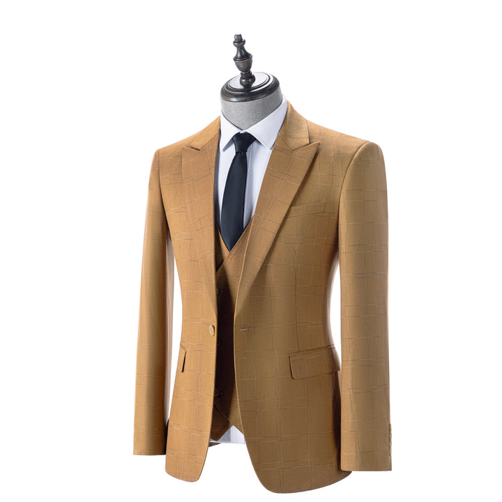 Bllmen Brown 3 Pieces Mens Suit Peak Lapel Tuxedos ST019