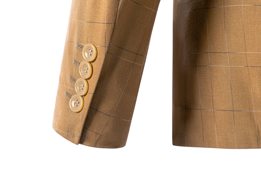 Bllmen Brown 3 Pieces Mens Suit Peak Lapel Tuxedos ST019