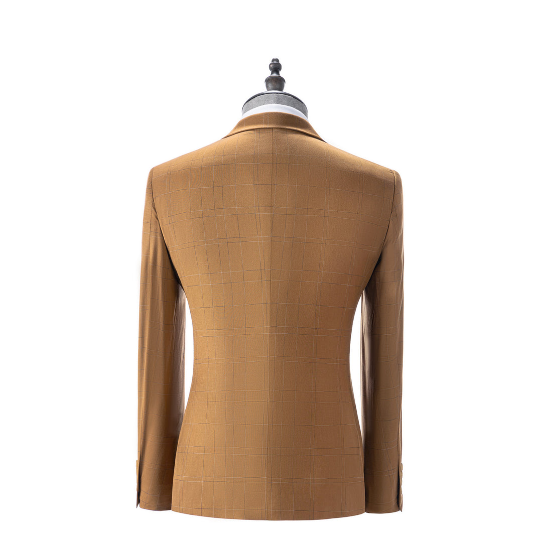 Bllmen Brown 3 Pieces Mens Suit Peak Lapel Tuxedos ST019