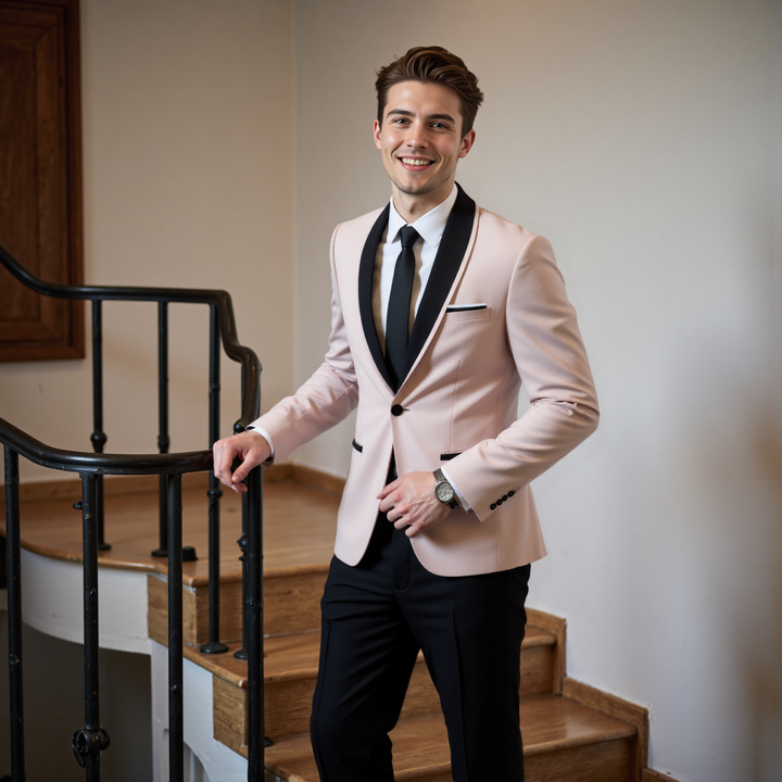 Bllmen Beige 3 Pieces Mens Suit Shawl Lapel Tuxedos ST004