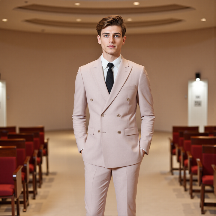 Bllmen Beige 2 Pieces Solid Peak Lapel Men's Suit ST002-1