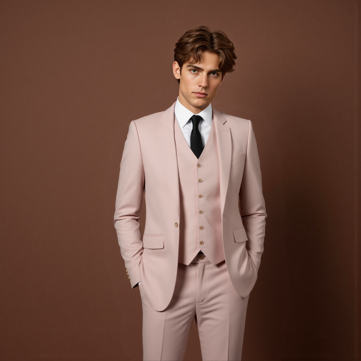 Bllmen Beige 3 Pieces Mens Suit Notch Lapel Tuxedos ST003