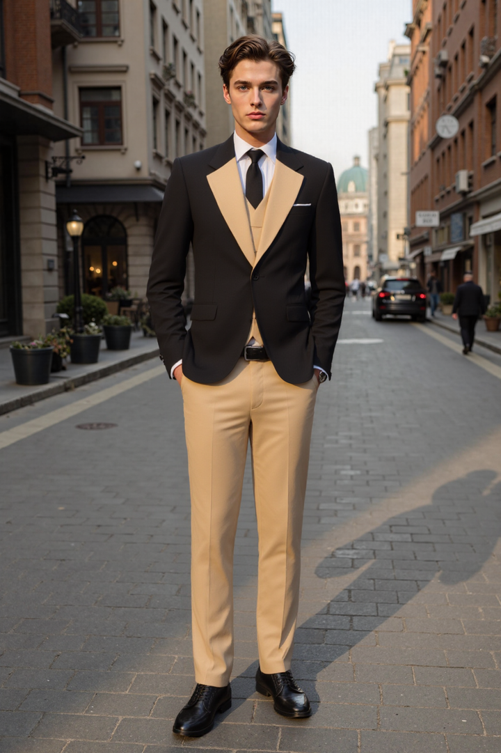 Bllmen Champagne Men's Suits 3 Pieces Notch Lapel Tuxedos ST001