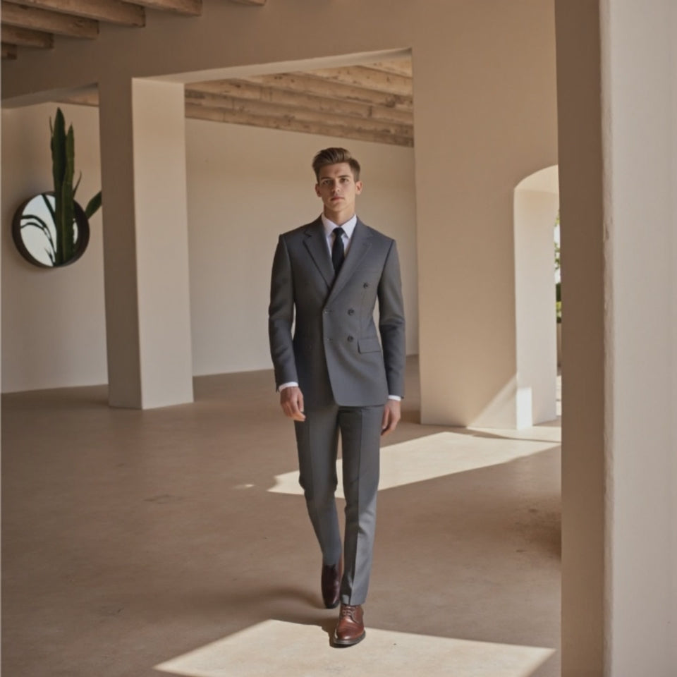 Bllmen Grey 2 Pieces Solid Peak Lapel Men's Suit ST002