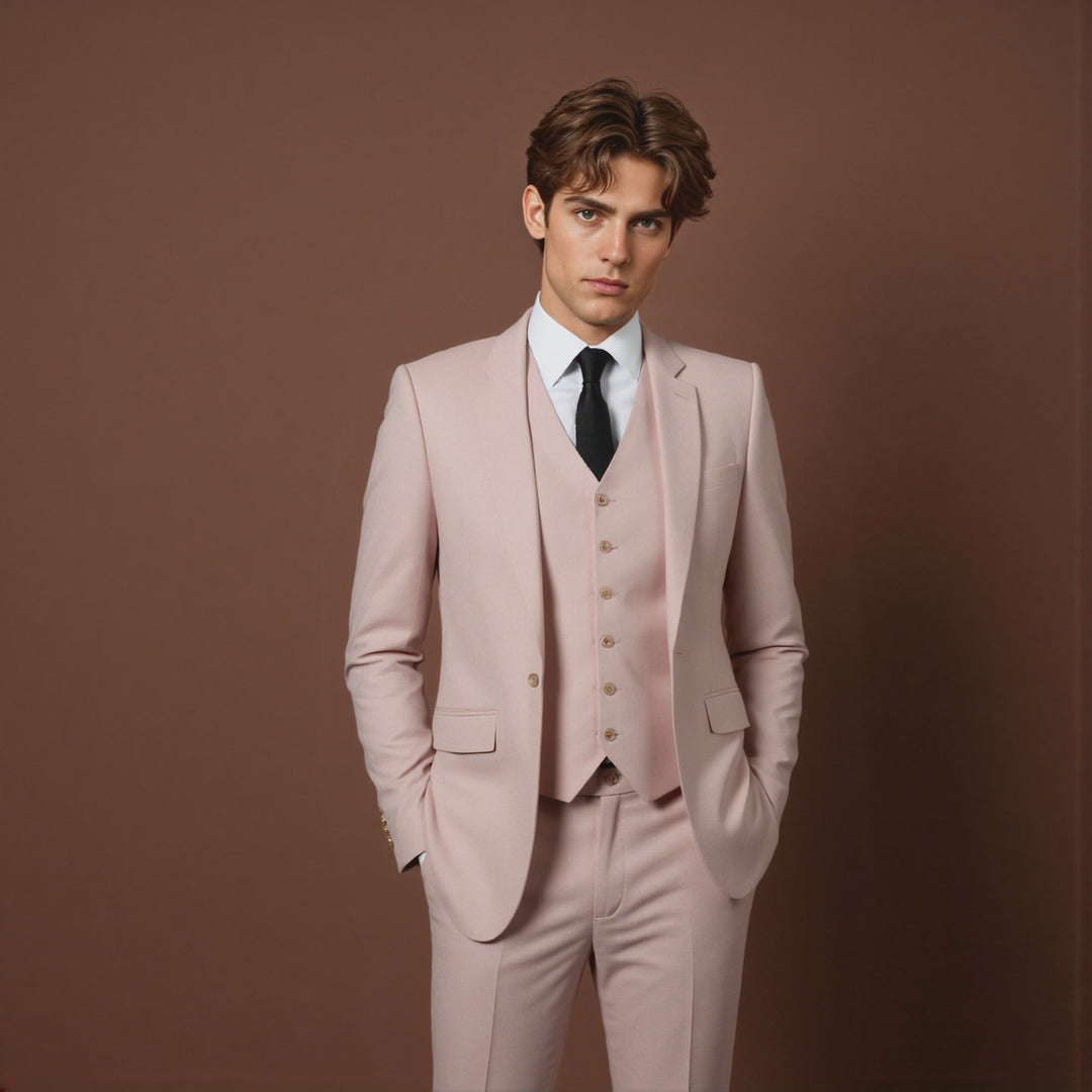 Bllmen Beige 3 Pieces Mens Suit Notch Lapel Tuxedos ST003