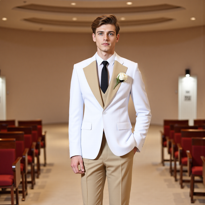 Bllmen Champagne 3 Pieces Mens Suit Notch Lapel Tuxedos ST011