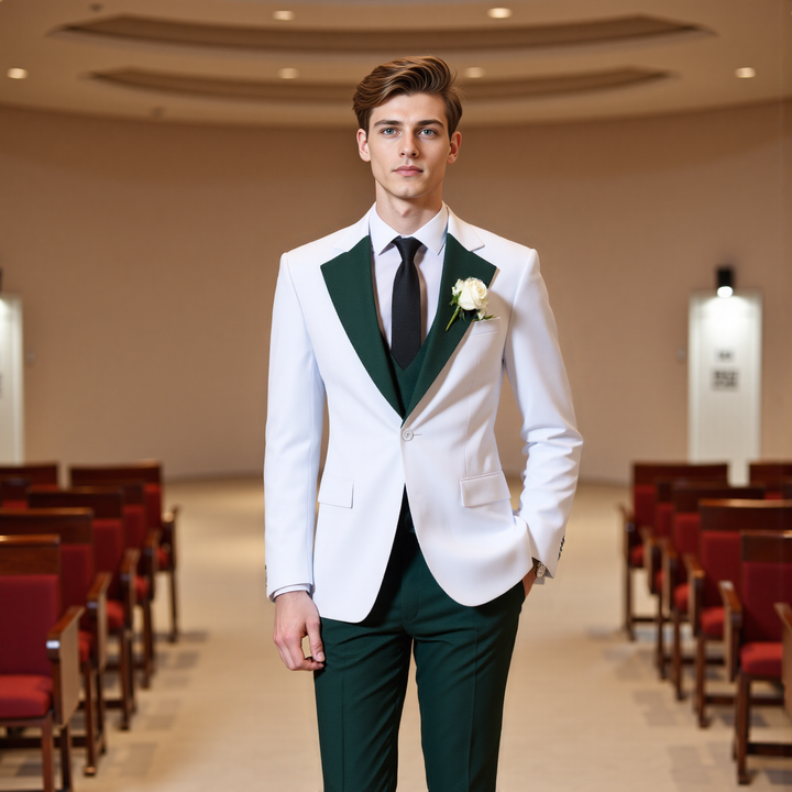 Bllmen Hunt Green 3 Pieces Mens Suit Notch Lapel Tuxedos ST011