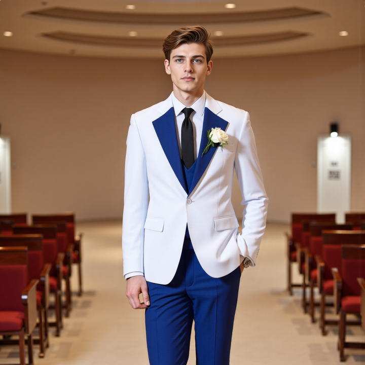 Bllmen Royal Blue 3 Pieces Mens Suit Notch Lapel Tuxedos ST011