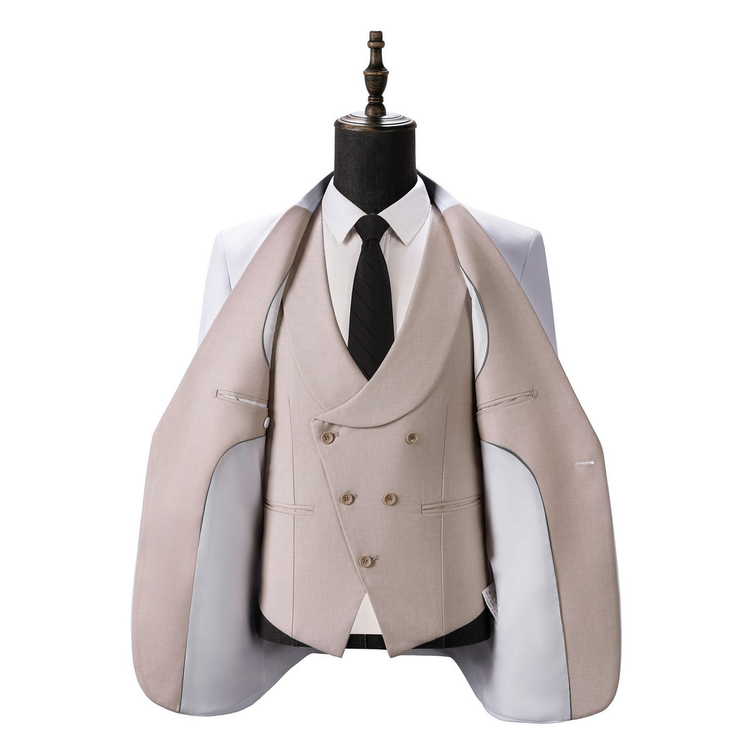 Bllmen Beige 3 Pieces Mens Suit Notch Lapel Tuxedos ST011