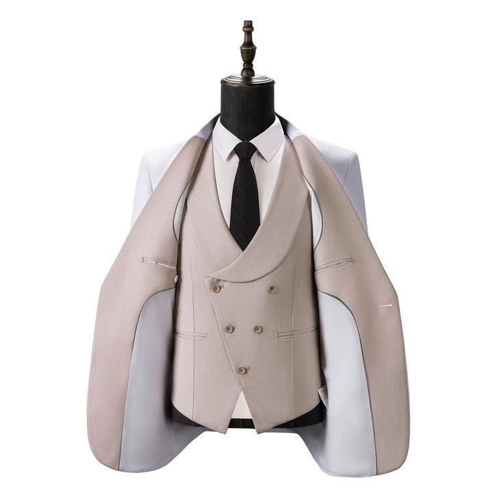 Bllmen Beige 3 Pieces Mens Suit Notch Lapel Tuxedos ST011